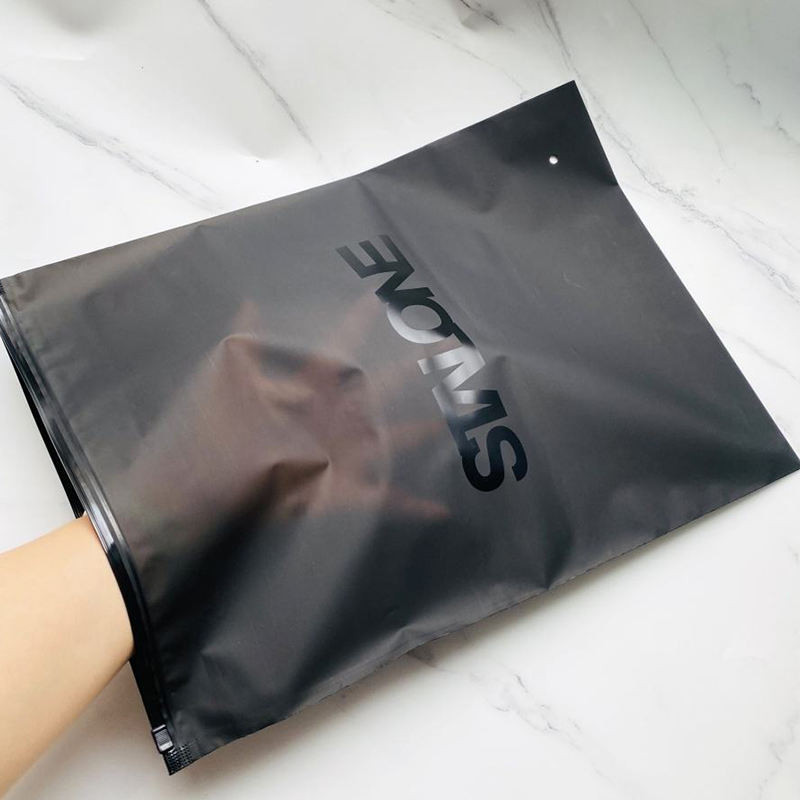 Plastic Zip Bags Translucent Gray Zipper Bag Custom Logo Printed Plastic Zip Frosted Lock Bag