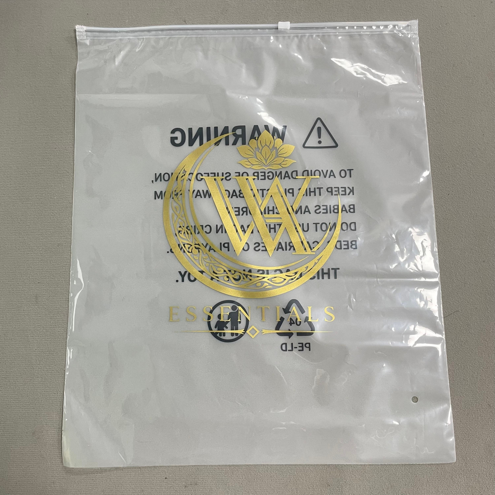 Eco-friendly Ziplock Pouch Customized Apparel Printed Logo Matte Frosted Self-Sealing Clear Plastic Packaging Bags