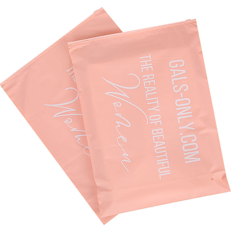 Matte Slider Frosted Zip Pink Lock Bag Zipper Bags Plastic for Underwear Socks T-Shirt