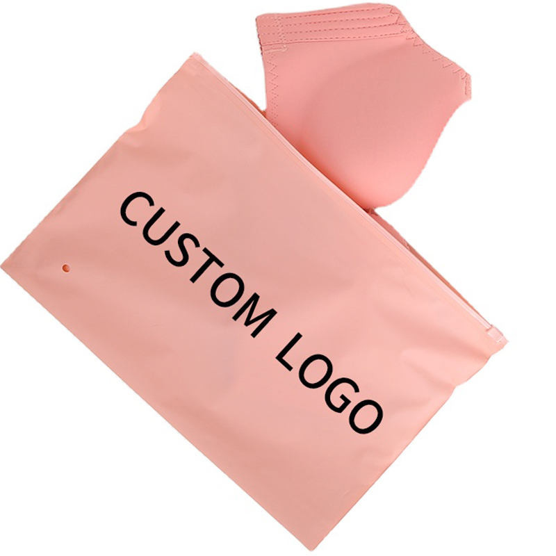 Matte Slider Frosted Zip Pink Lock Bag Zipper Bags Plastic for Underwear Socks T-Shirt