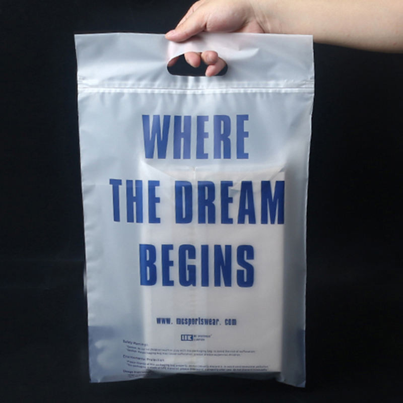 Matte Poly Bag Custom Zip Frosted Lock Clothing Plastic Packing Bags With Handle