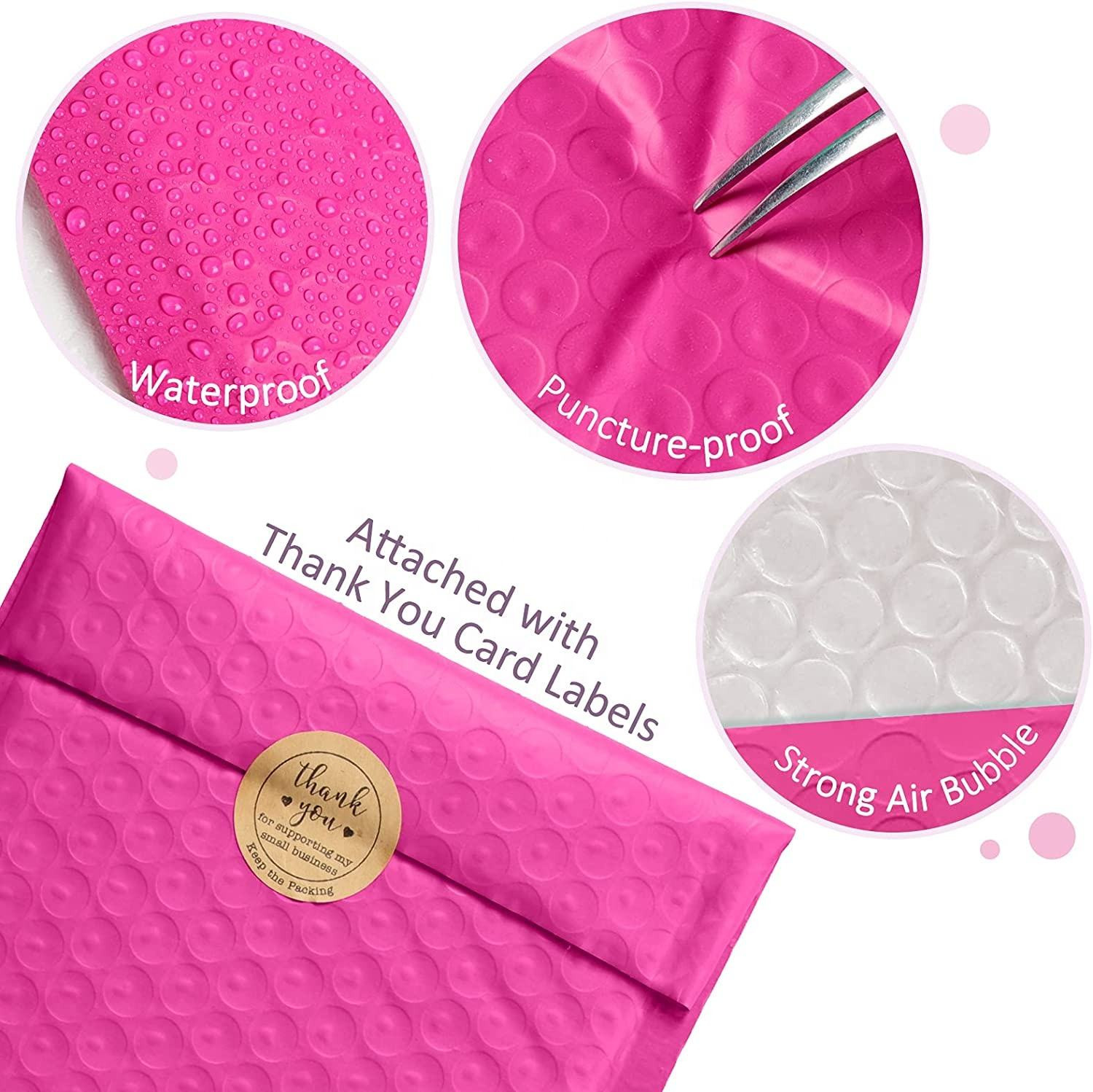 Biodegradable Black Hot Pink Packing Shipping Air Bubble Padded Wrap Envelopes Poly Bubble Mailer Bulk Bags