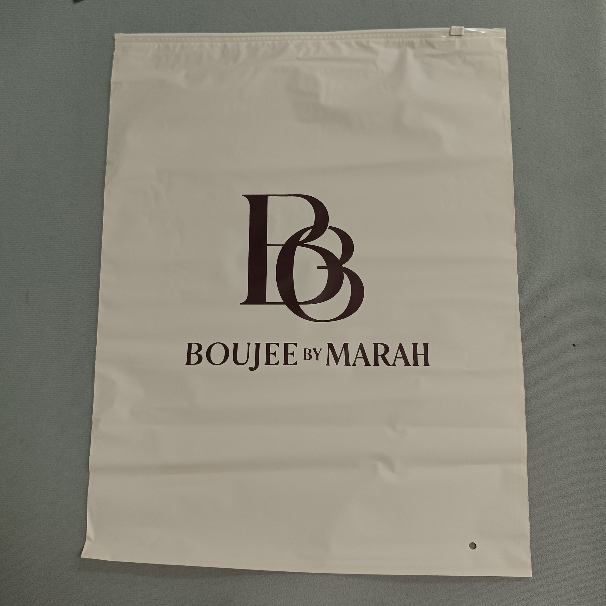 Nude Beige Frosted PE EVA Plastic Pouch Recyclable Clothes Logo Zipper Packaging Bag