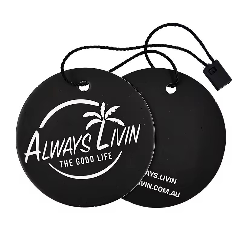 Luxury round shaper Recycled Garment Labels gold foil Hang Tag Label