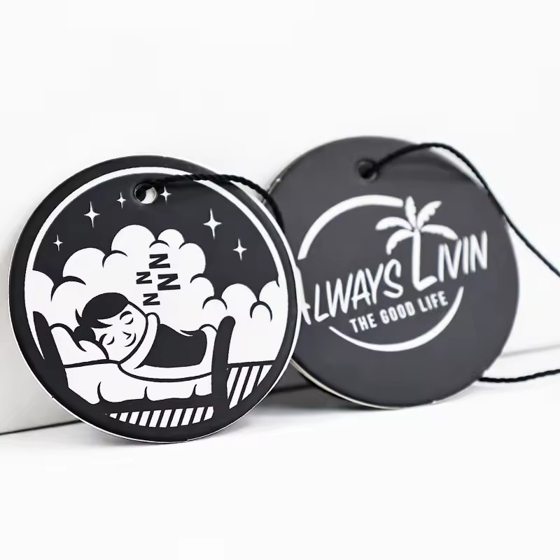 Luxury round shaper Recycled Garment Labels gold foil Hang Tag Label