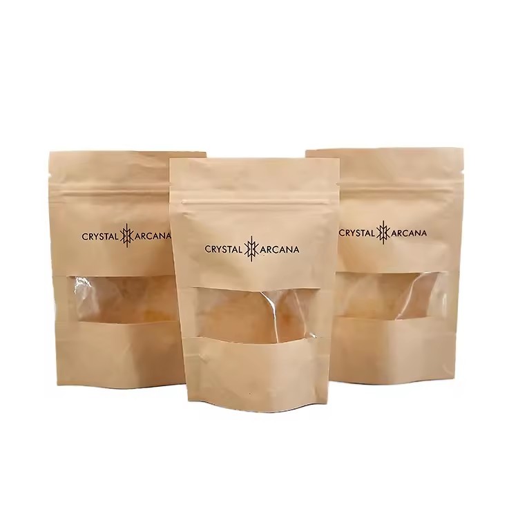 Kraft paper with transparent windows conform to self-sealing bags food bags about packaging snack bags