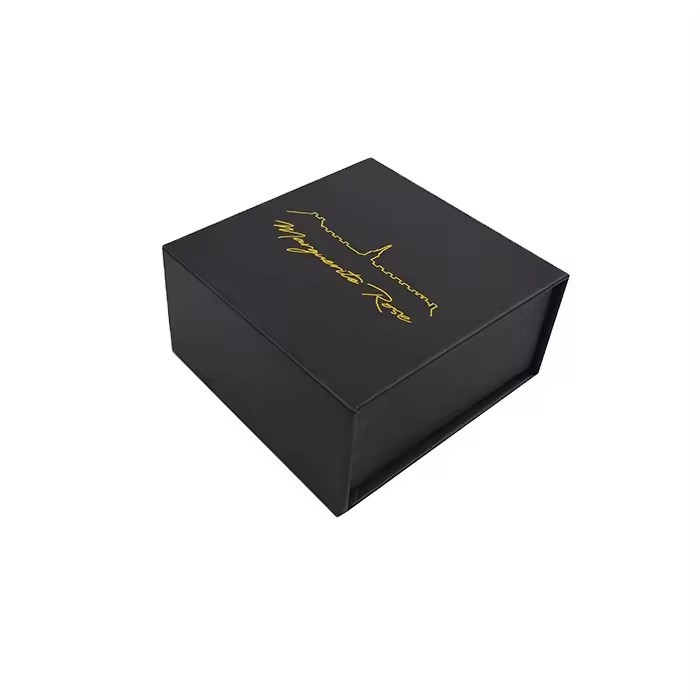 luxury custom logo magnetic close black cardboard book shape packaging box for clothing