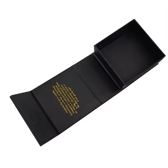 luxury custom logo magnetic close black cardboard book shape packaging box for clothing