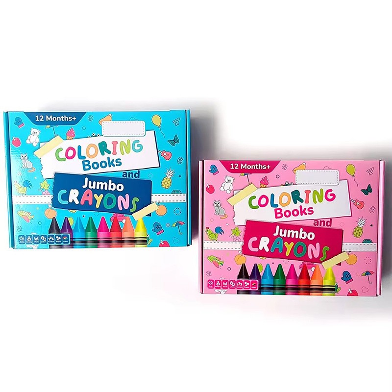 coloring books for kids and jumbo crayons montessori toys children gift recyclable cardboard box