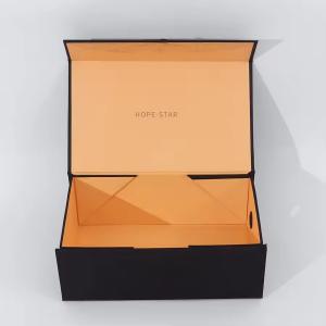 Magnetic Foldable Shoe Storage Box Black Folding Boxes Packaging Hat Paper Box