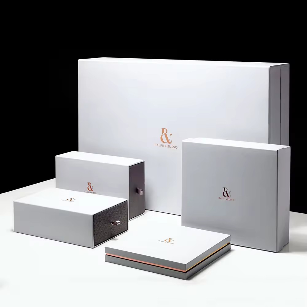 Kraft Paper Grey Board Black And White Packaging Removable Lid Rigid Boxes